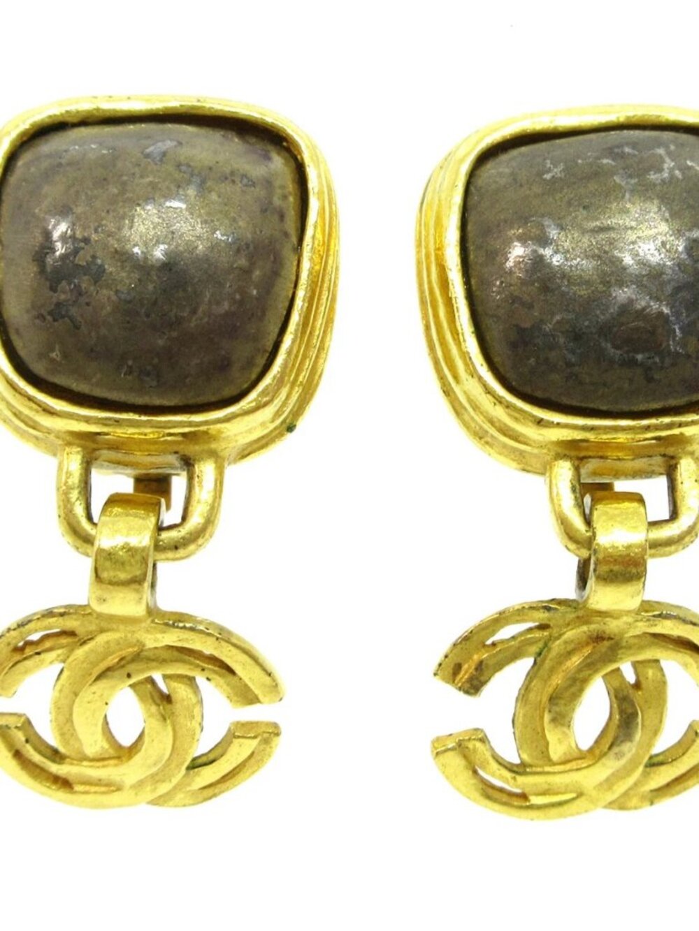 Chanel Dangle Earrings Clip-On Gold 97A 39875